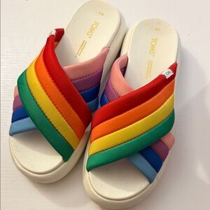 TOMS Womens Colorful Rainbow Slide Sandals